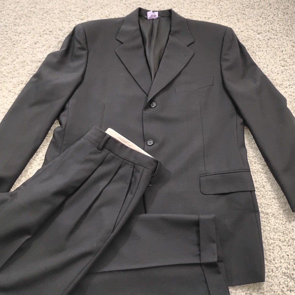 Canali 2 Piece Suit Mens 54 R Black Wool 34x28 Proposta Blazer Slacks Italy